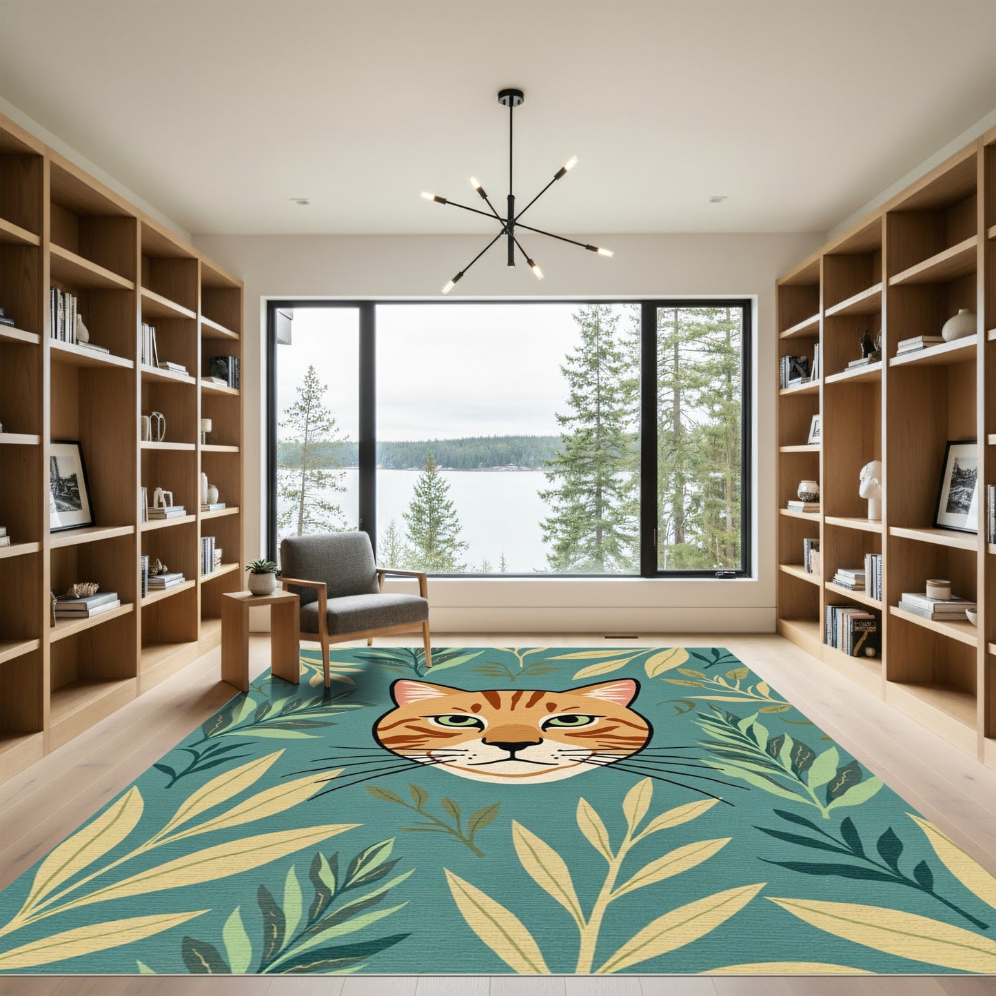 Tabby Cat Botanical Garden Rug