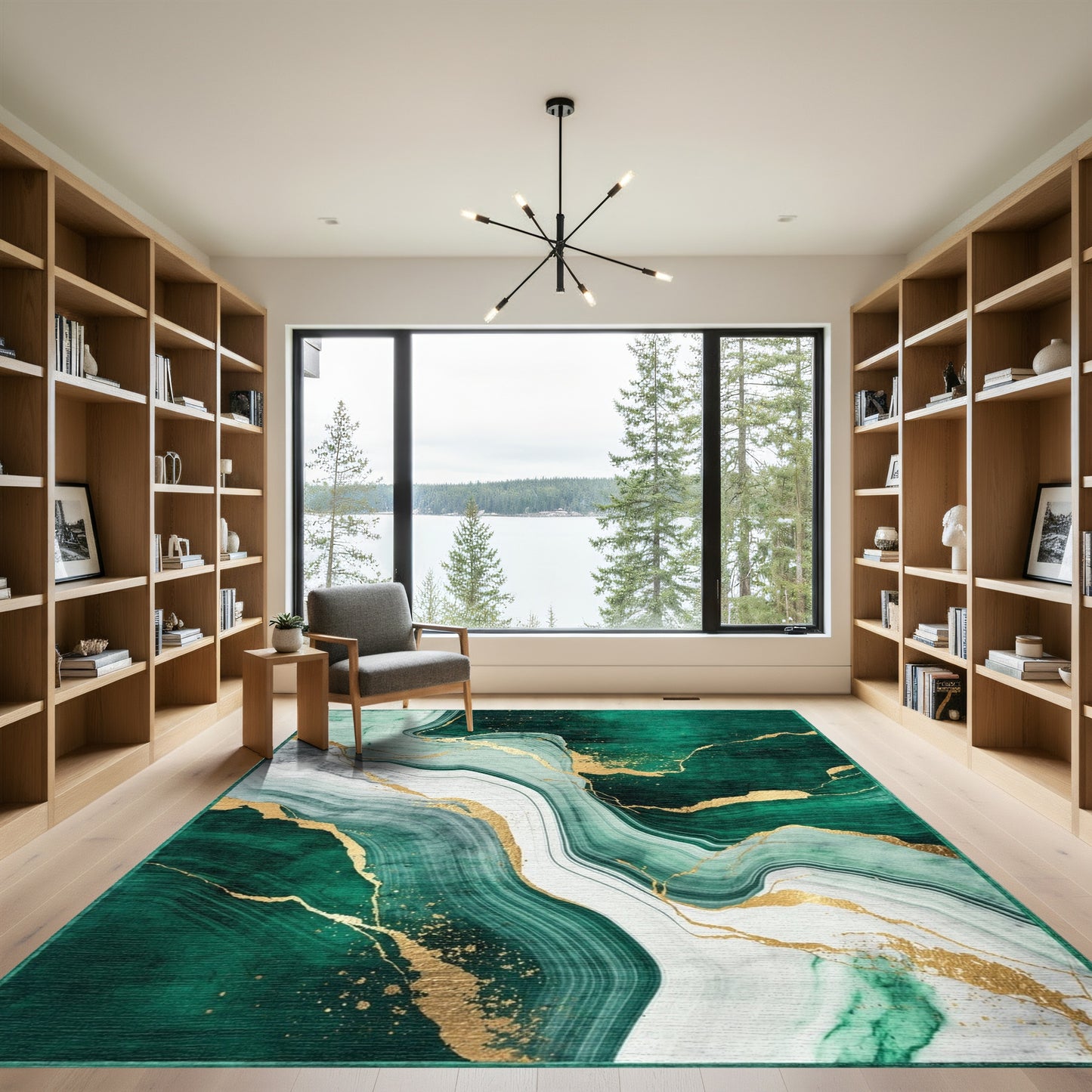 Emerald Gold Fluid Marble Rug