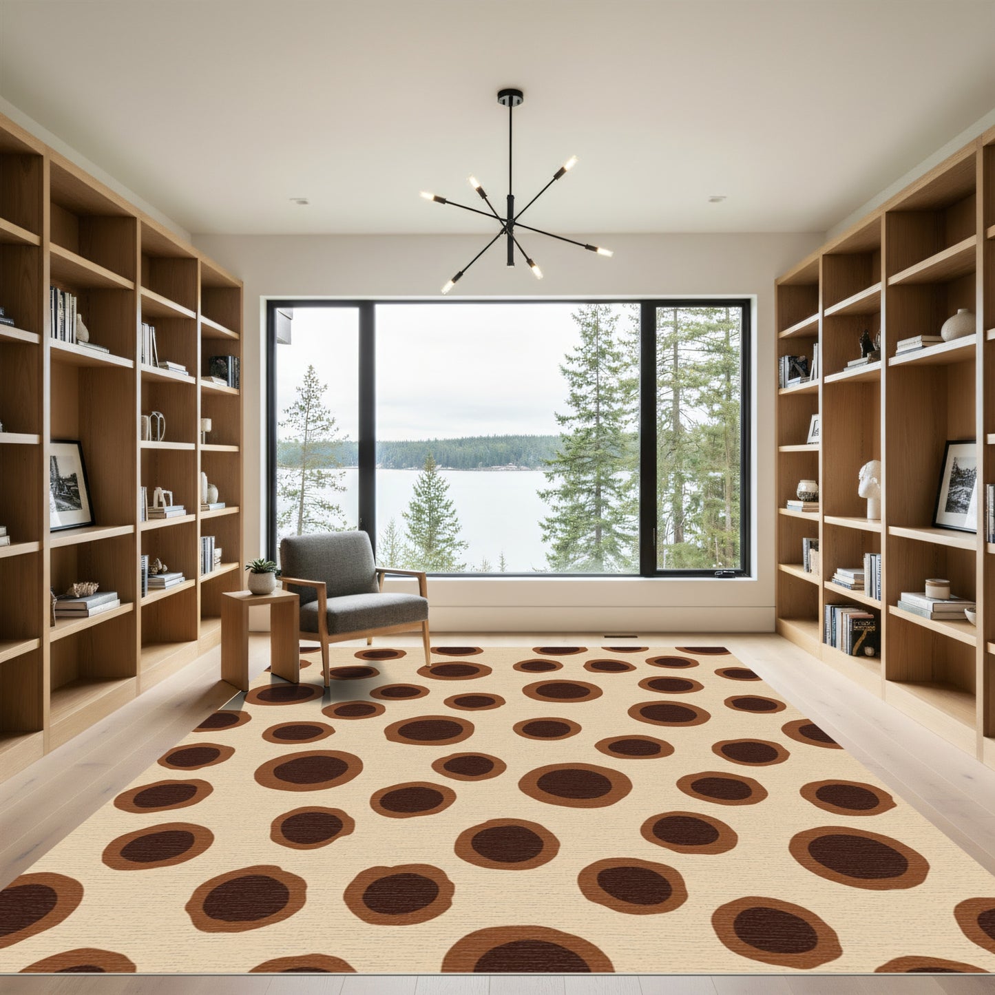Brown Organic Circles Background Rug