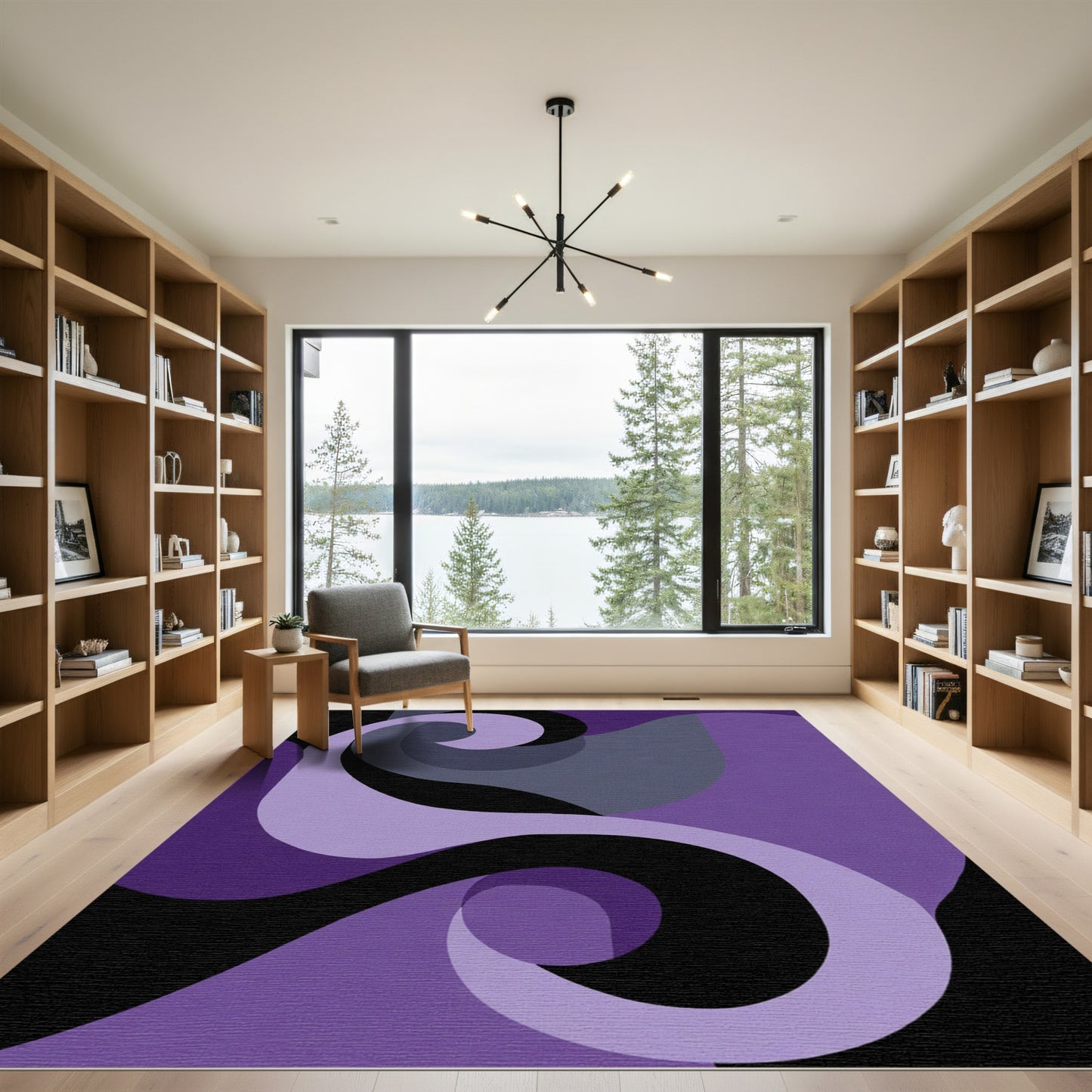 Deep Purple Swirl Abstract Rug