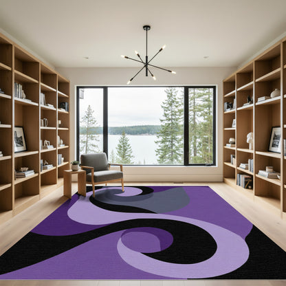 Deep Purple Swirl Abstract Rug