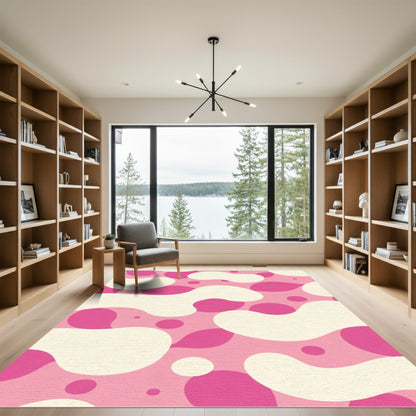Pink And Cream Organic Blobs Rug