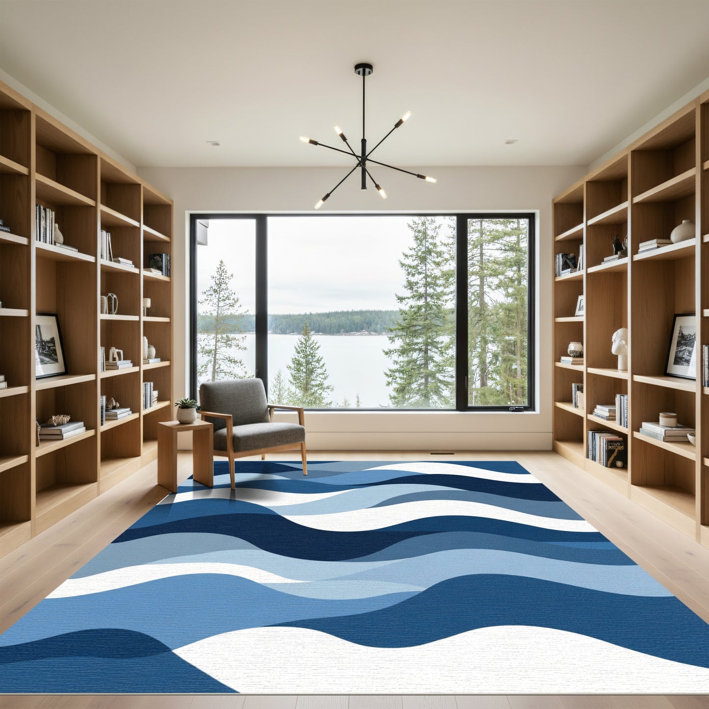Flowing Azure Wave Layers Rug