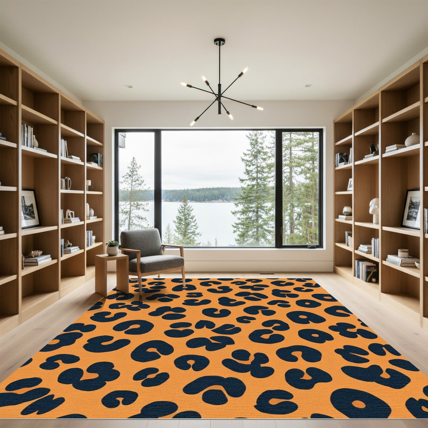 Orange Navy Cheetah Spots Rug