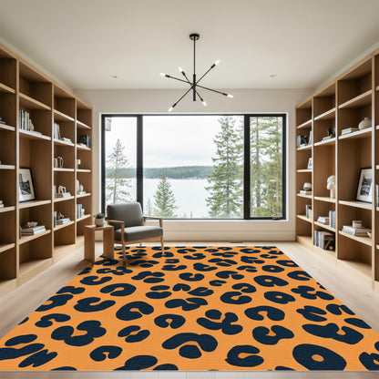 Orange Navy Cheetah Spots Rug