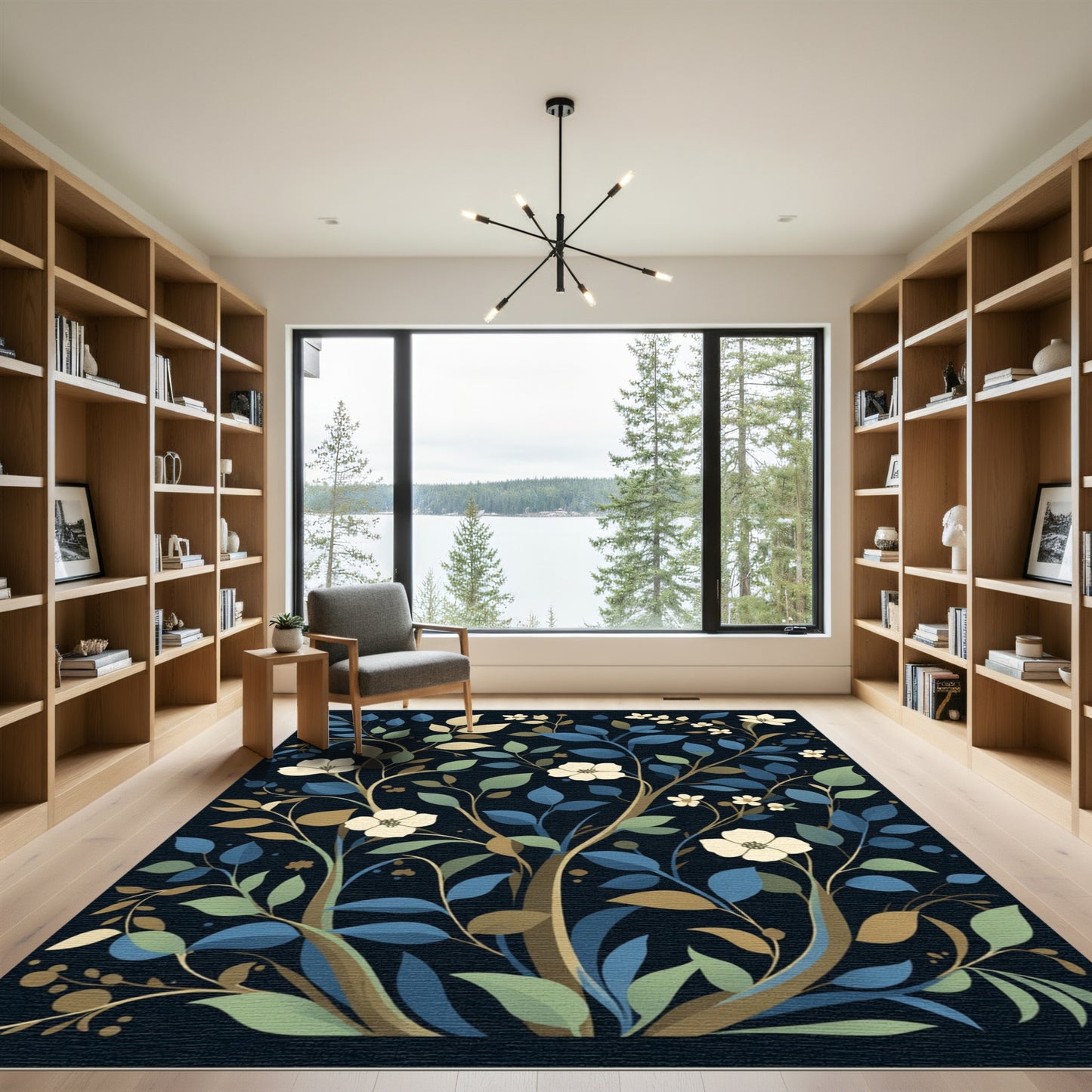 Cream Floral Botanical Vine Rug