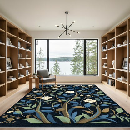 Cream Floral Botanical Vine Rug