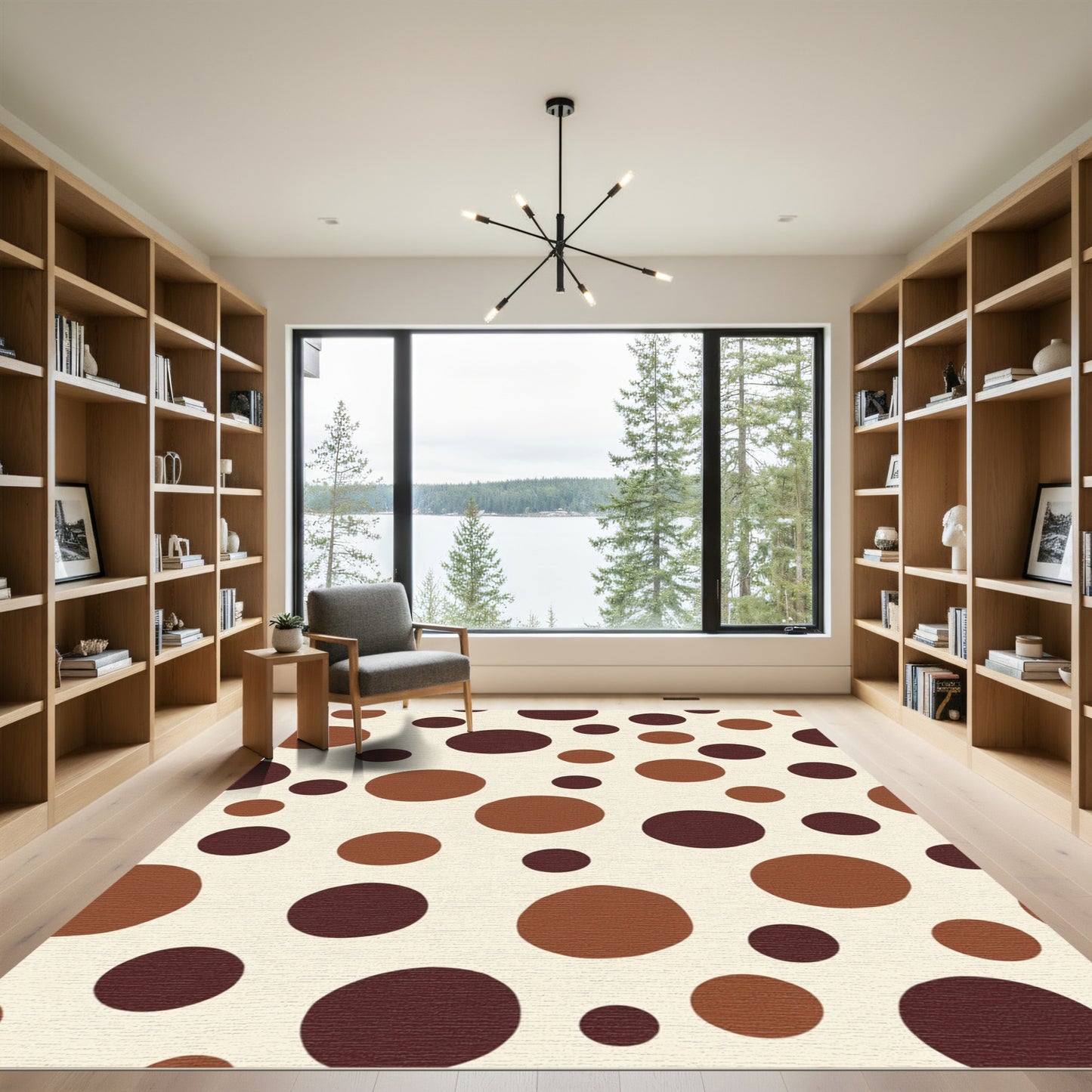 Warm Earthy Polka Dots Scattered Rug