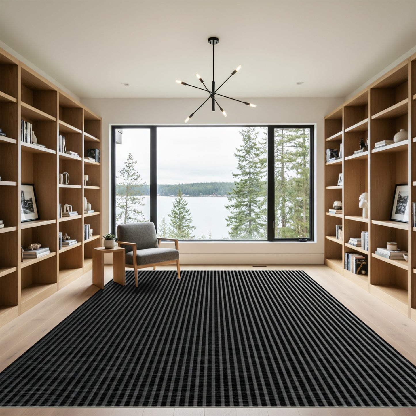 Monochrome Vertical Stripe Accent Rug