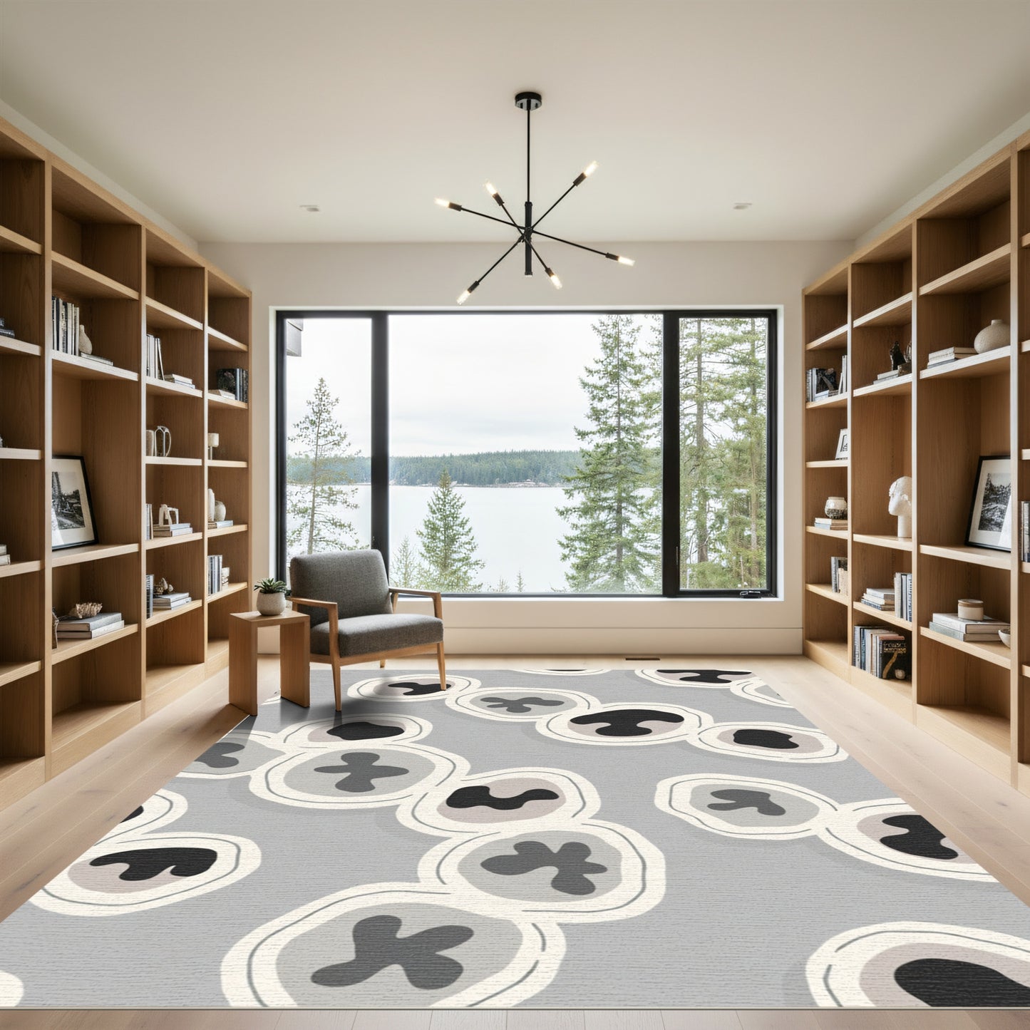 Abstract Organic Cells Gray Rug
