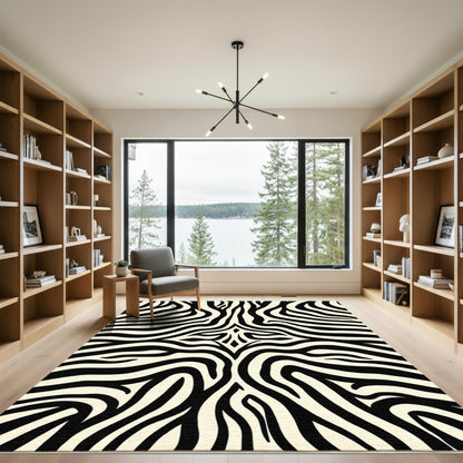 Bold Black Cream Equus Stripes Rug