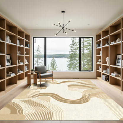 Earthy Contour Abstract Wave Rug