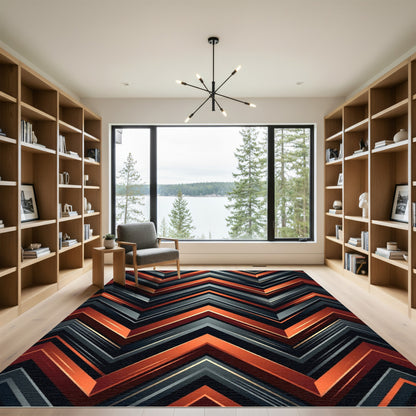 Bold Orange Chevron Stripes Rug
