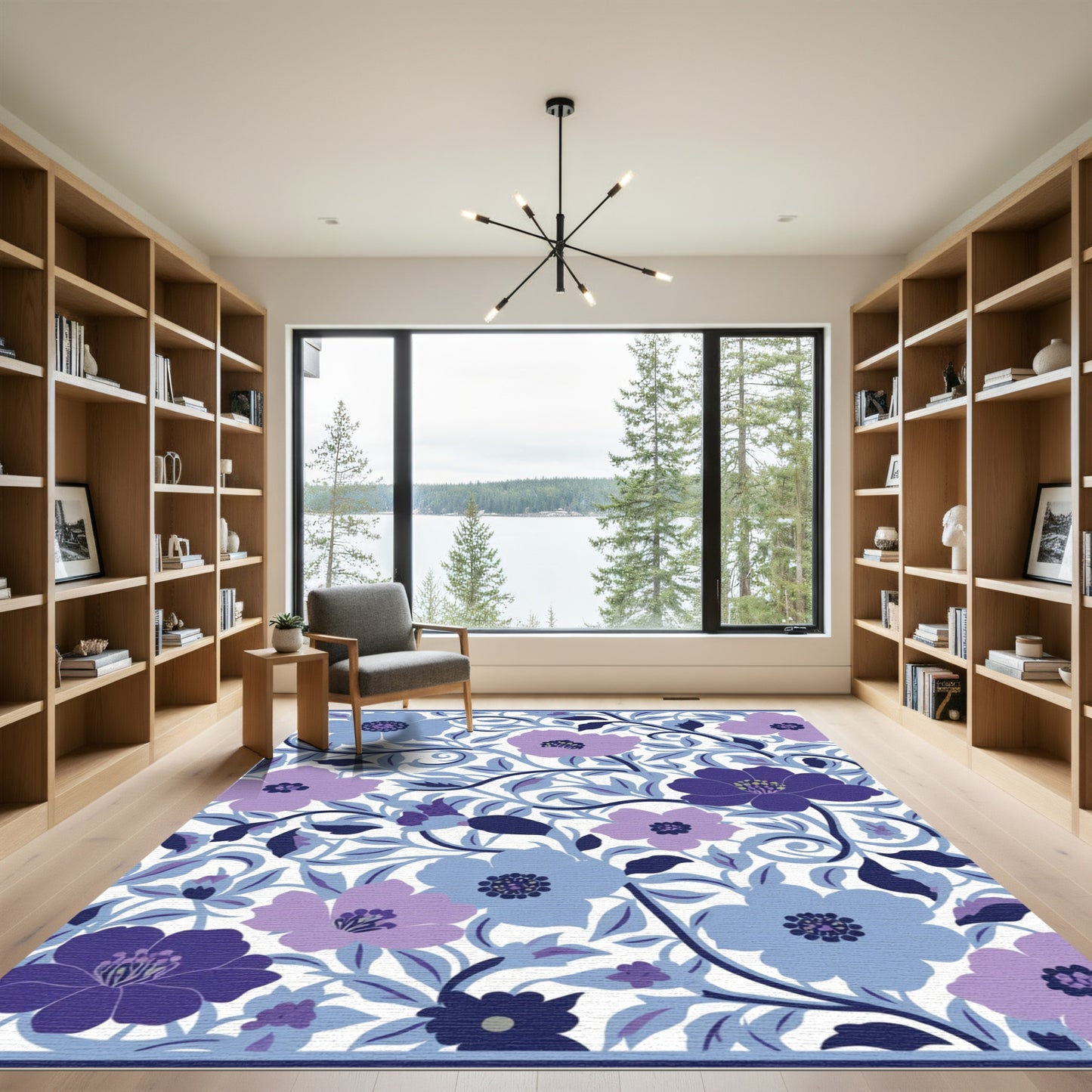 Pastel Floral Vine Swirl Rug