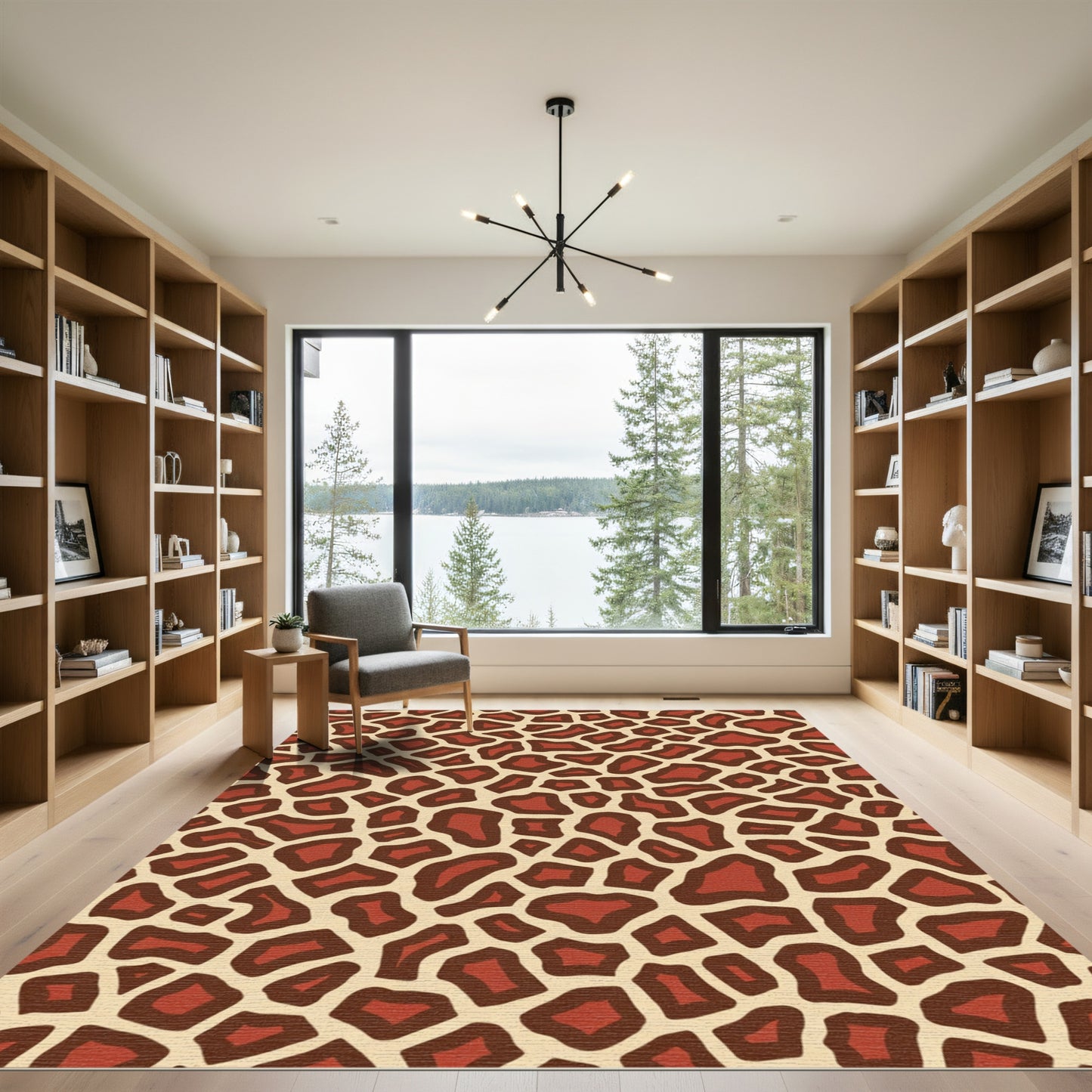 Reddish Brown Animal Spot Pattern Rug