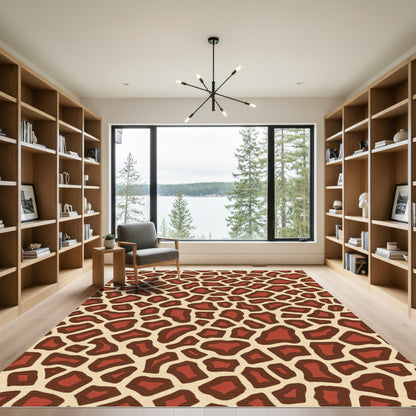 Reddish Brown Animal Spot Pattern Rug