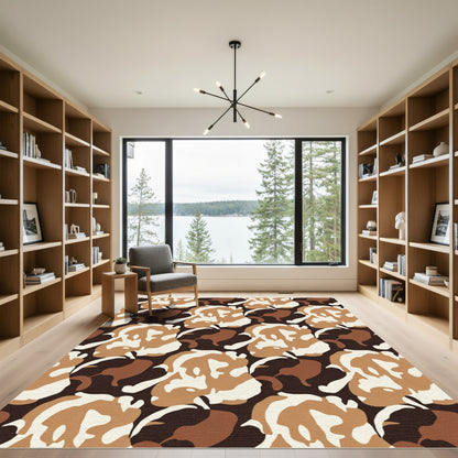 Camouflage Organic Swirl Repeating Shapes Rug