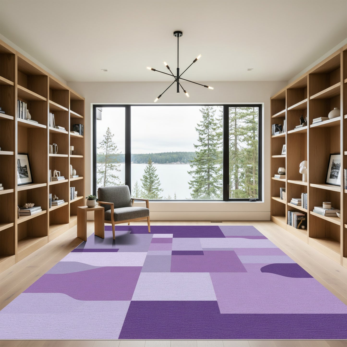 Lavender Geometric Compositions Abstract Rug