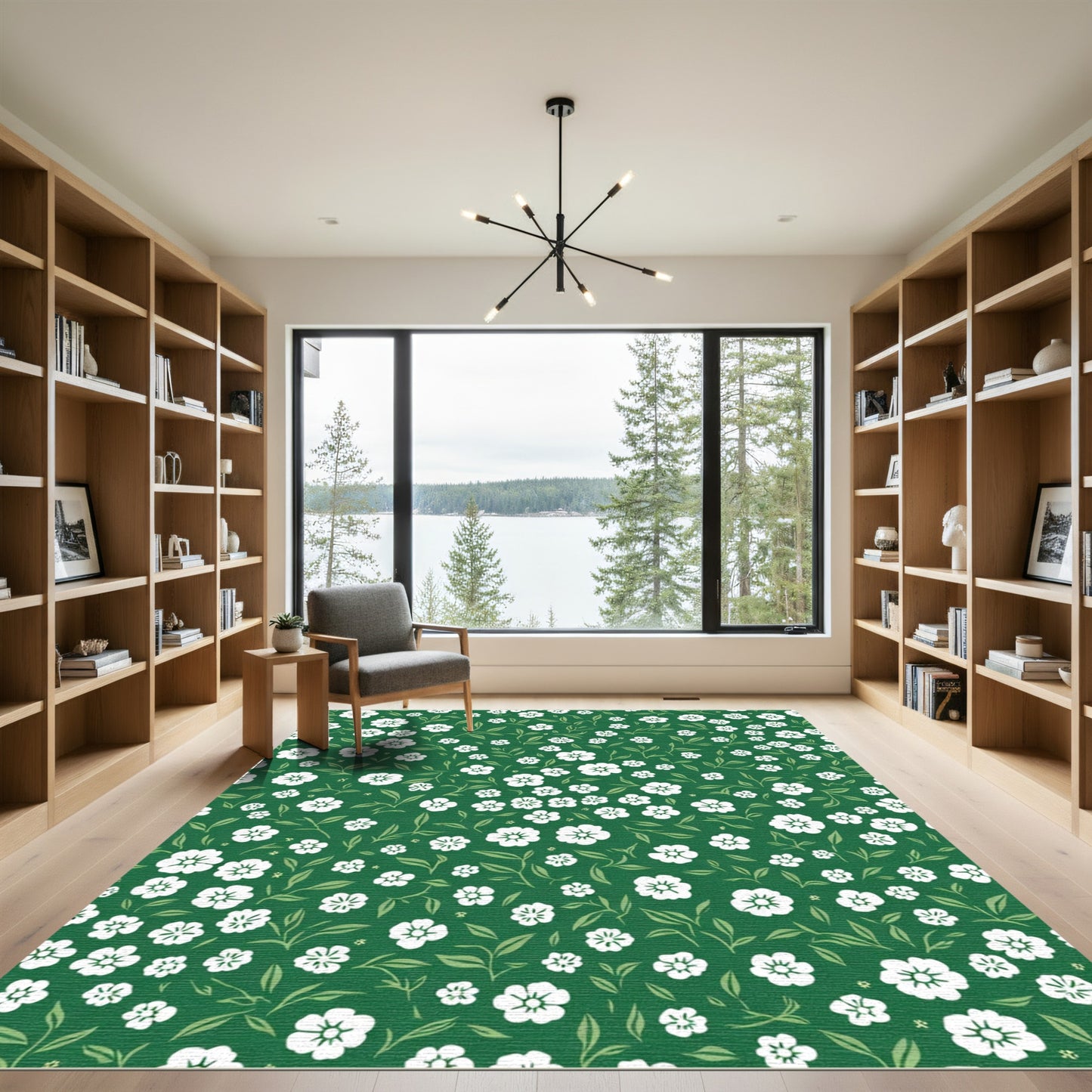 White Floral Garden Vine Rug