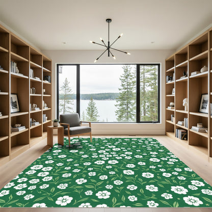 White Floral Garden Vine Rug