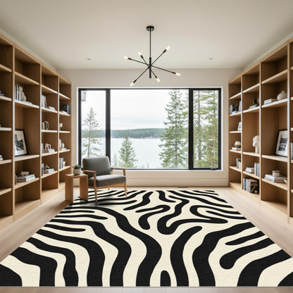 Cream Black Organic Stripe Rug