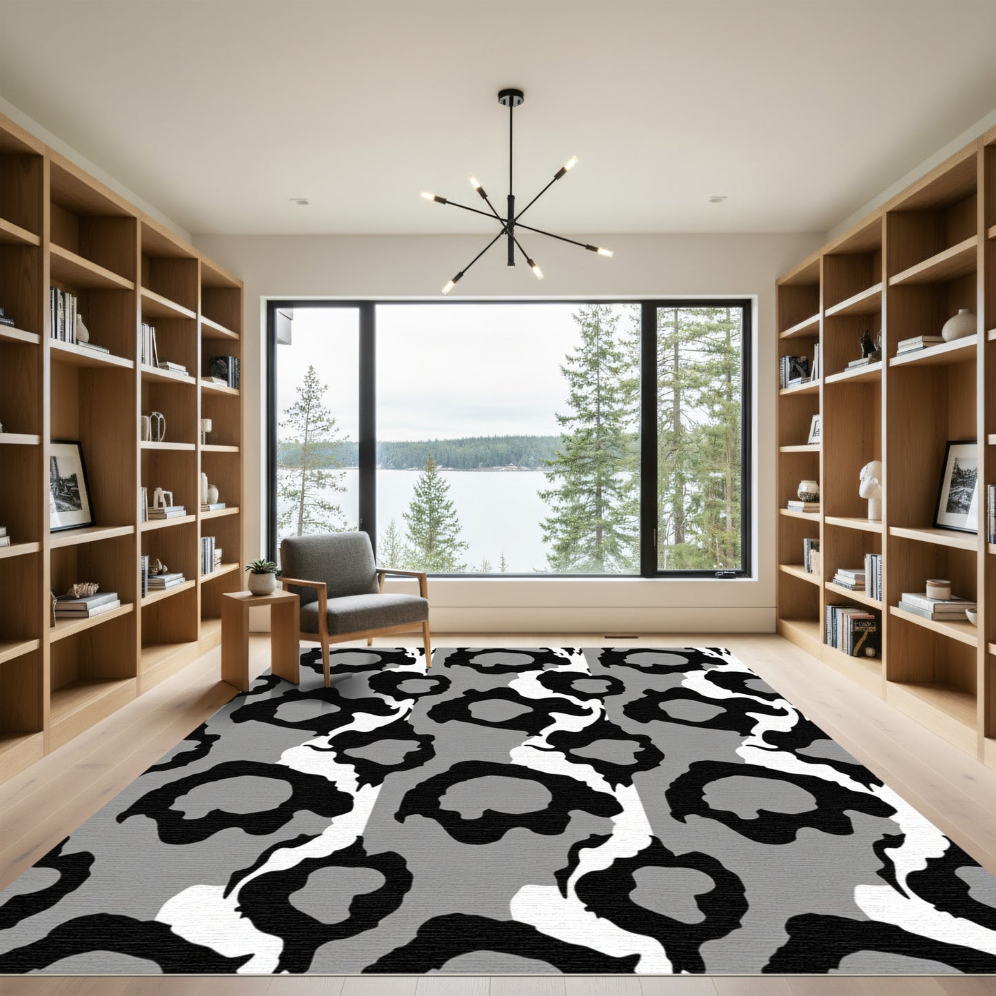 Monochromatic Abstract Animal Spots Rug