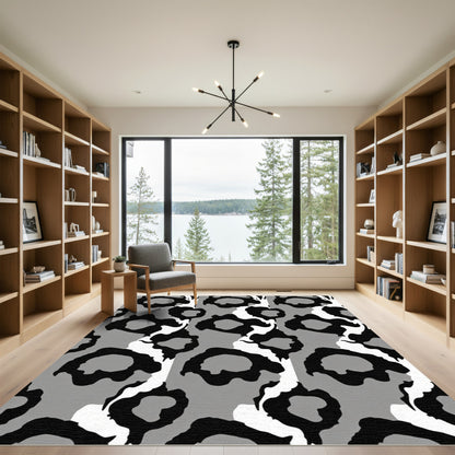 Monochromatic Abstract Animal Spots Rug