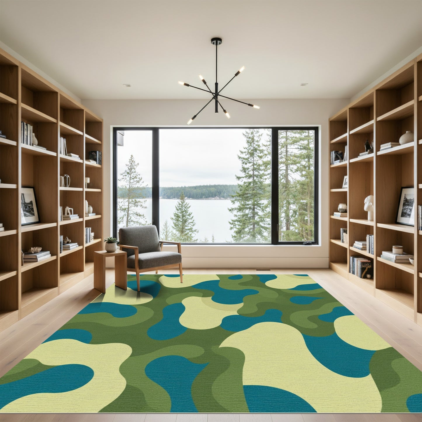 Abstract Camouflage Waves Rug