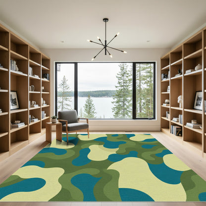 Abstract Camouflage Waves Rug