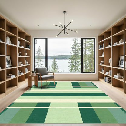 Modern Green Mid Century Stripe Rug