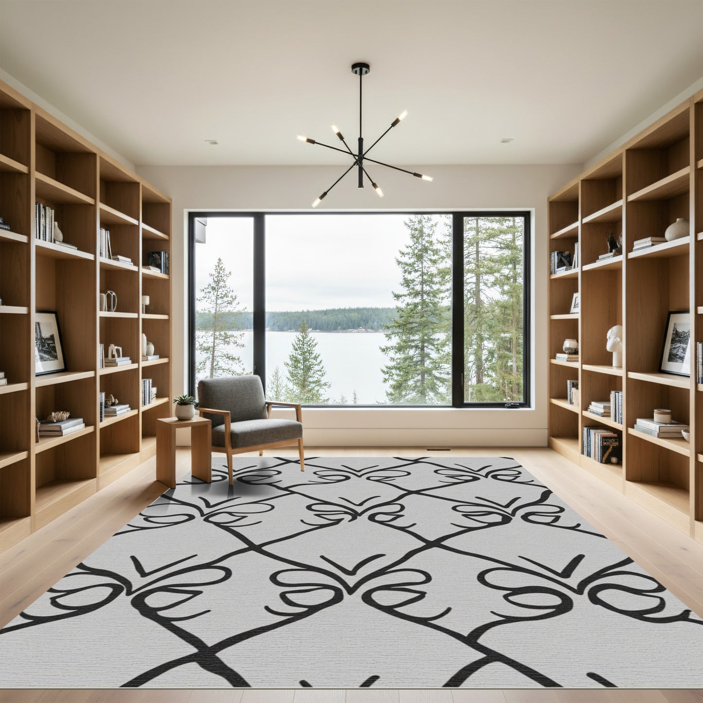 Black and White Quatrefoil Bow Rug