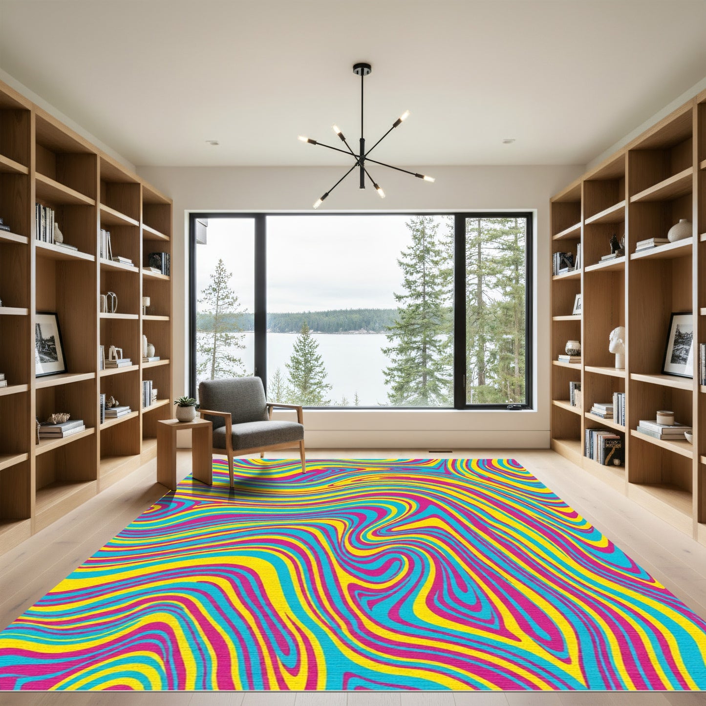 Vibrant Swirling Lines Abstract Rug