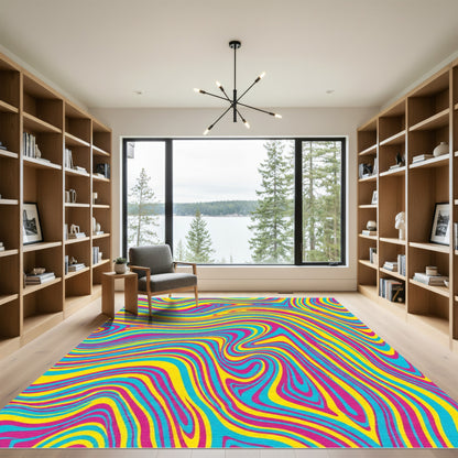 Vibrant Swirling Lines Abstract Rug