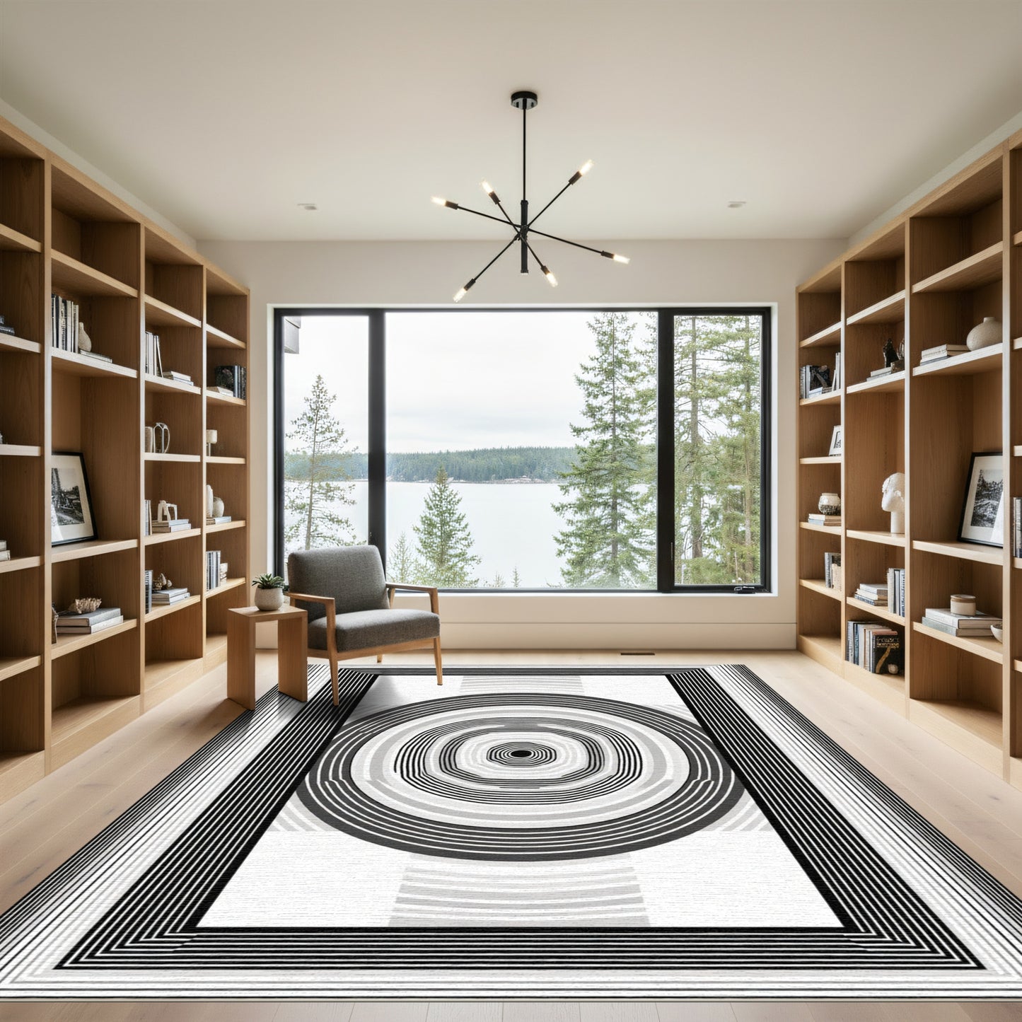 Monochromatic Concentric Geometric Border Rug