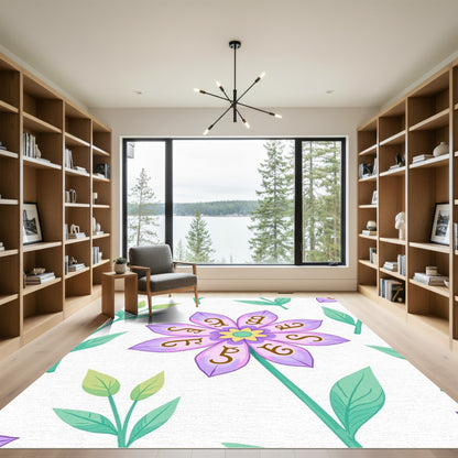 Lavender Violet Symbolic Flower Pattern Rug