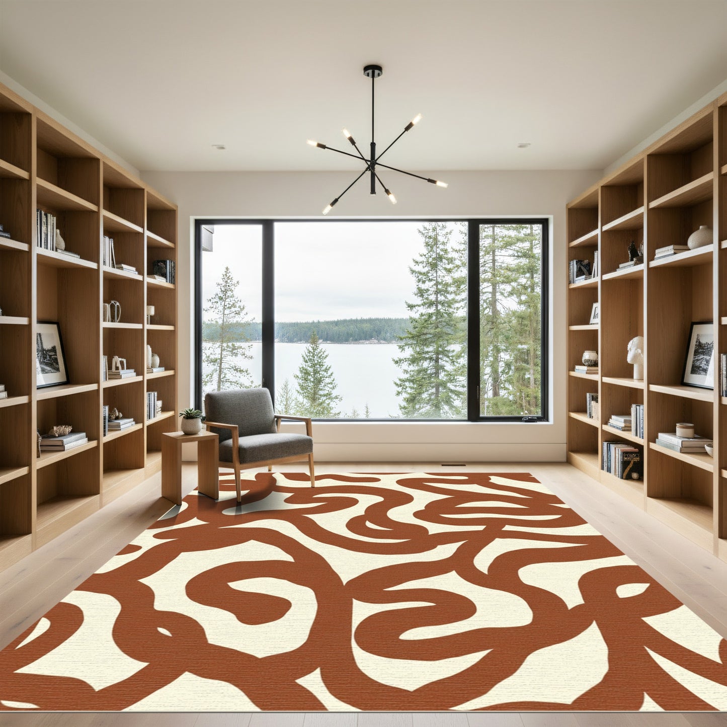 Earthy Terracotta Abstract Swirl Rug