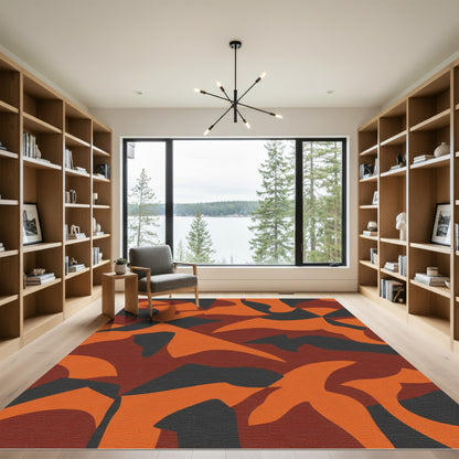 Abstract Earthy Tone Camouflage Rug
