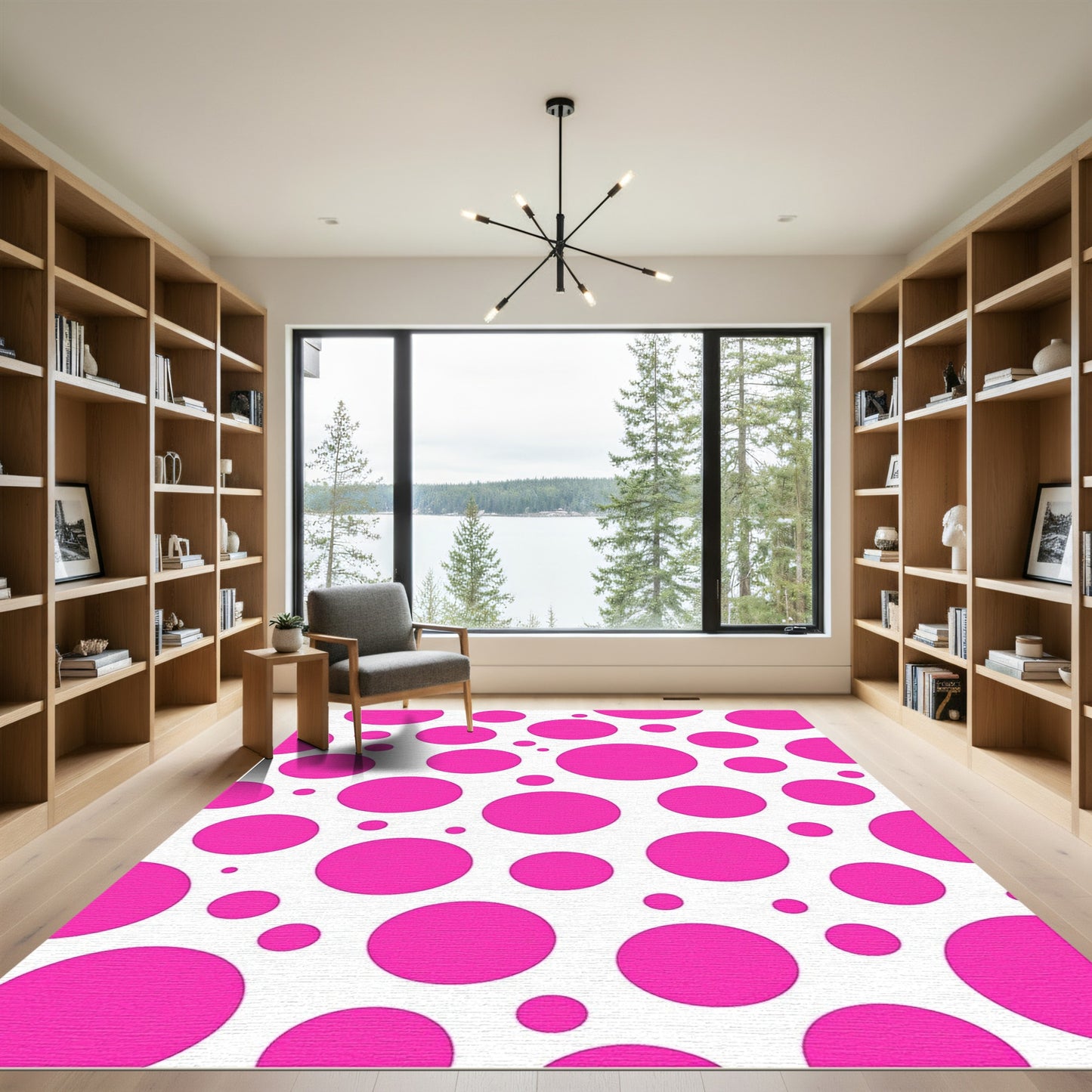 Hot Pink Polka Dot Collage Rug
