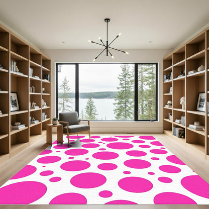 Hot Pink Polka Dot Collage Rug