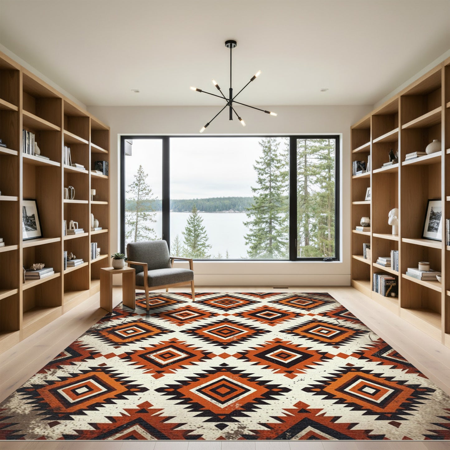Earth Toned Geometric Diamond Rug