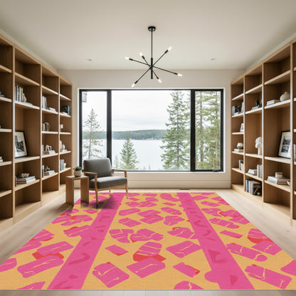 Bold Pink Abstract Pink Orange Rug