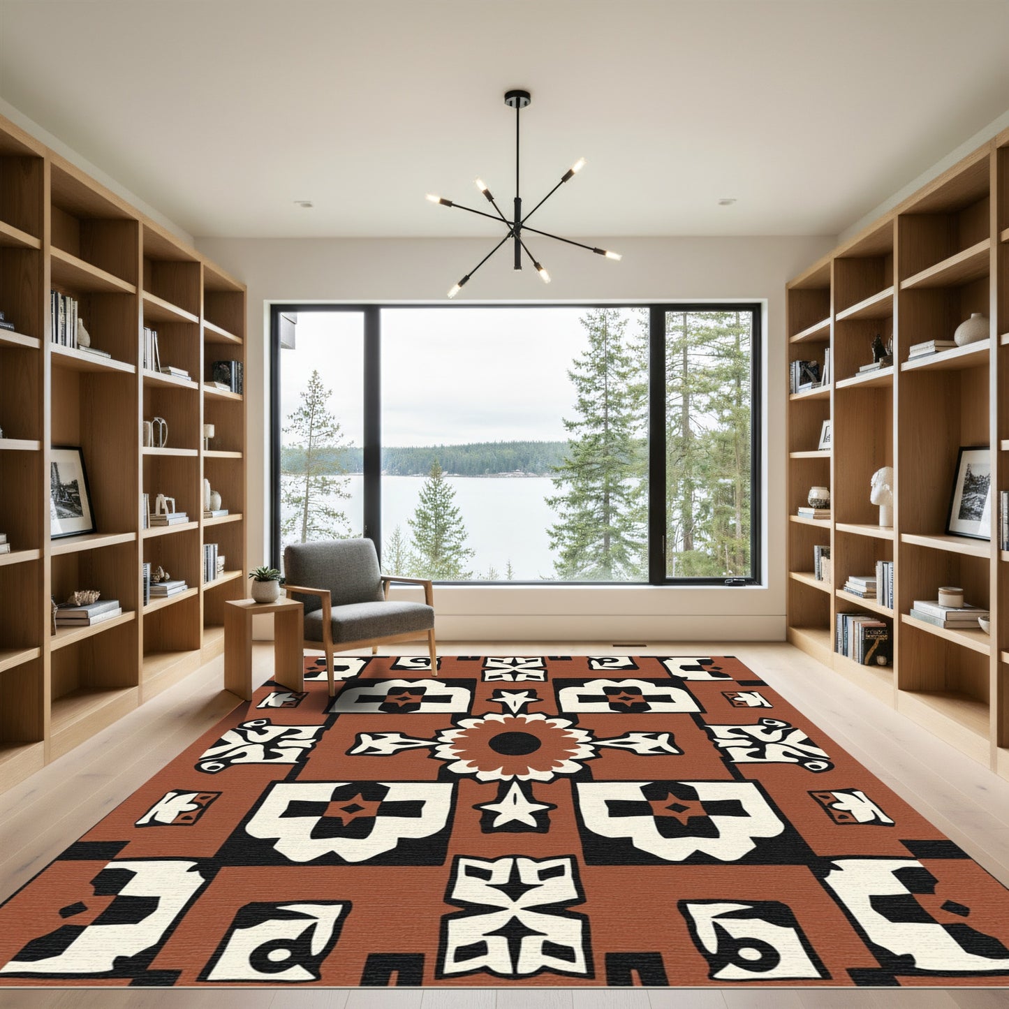 Terra Cotta Abstract Medallion Rug