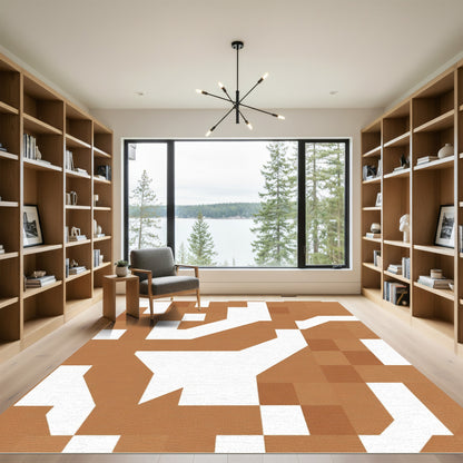 Earthy Terracotta Geometric Abstract Rug