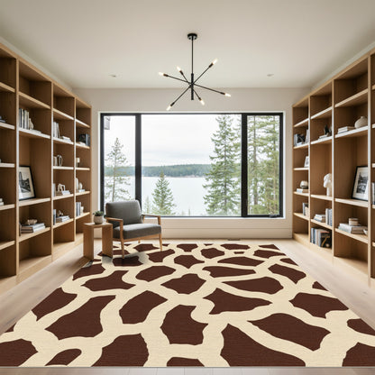 Brown Cream Giraffe Spot Rug