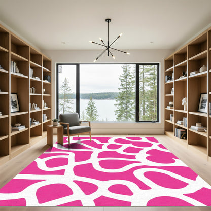 Hot Pink Abstract Organic Shapes Rug