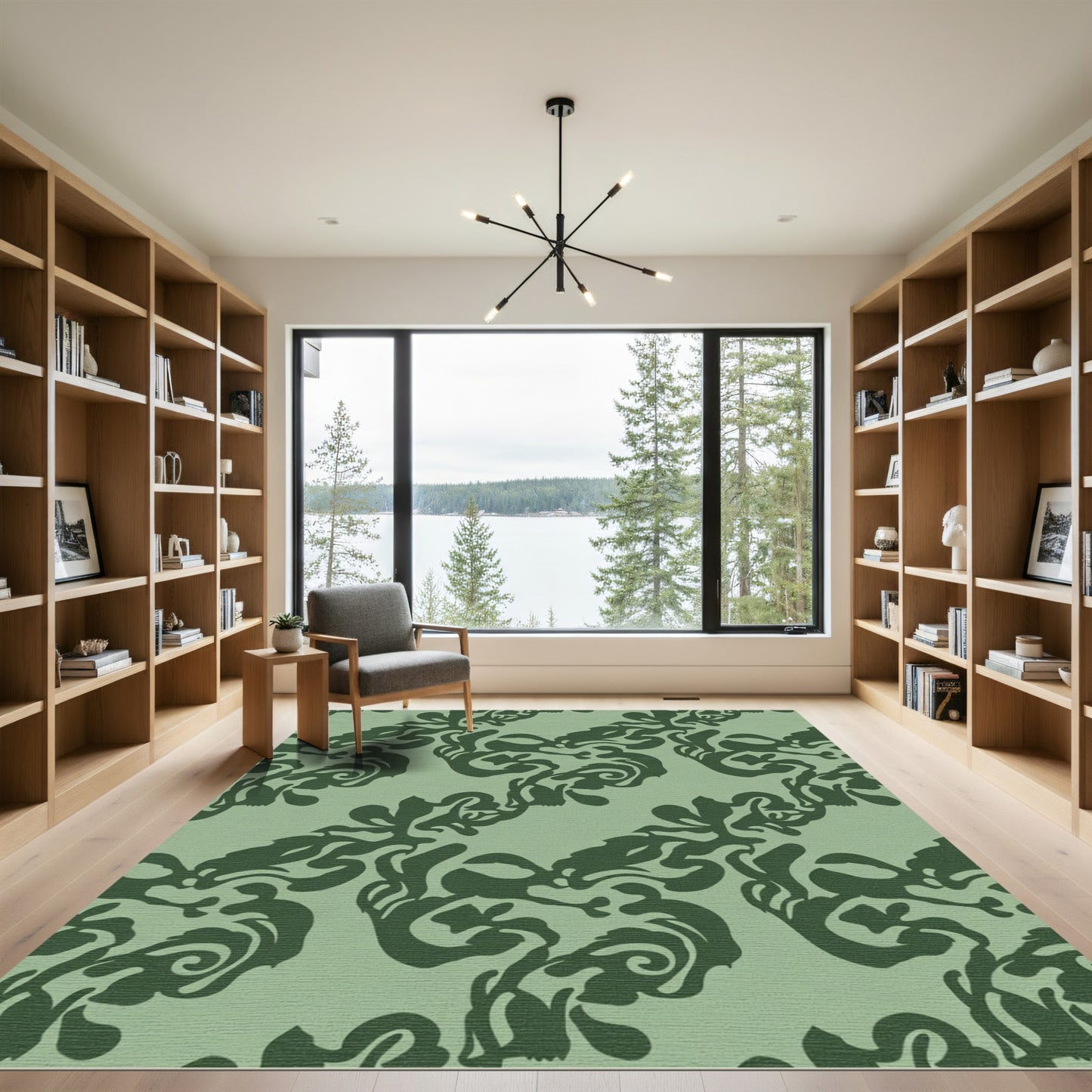 Tender Green Abstract Swirl Rug