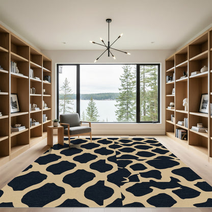Tan Network Navy Geometric Rug