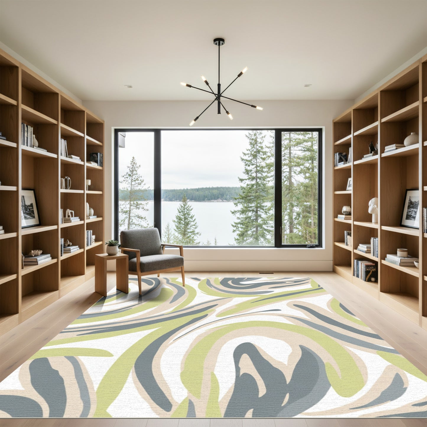 Sage Taupe Swirl Abstract Rug