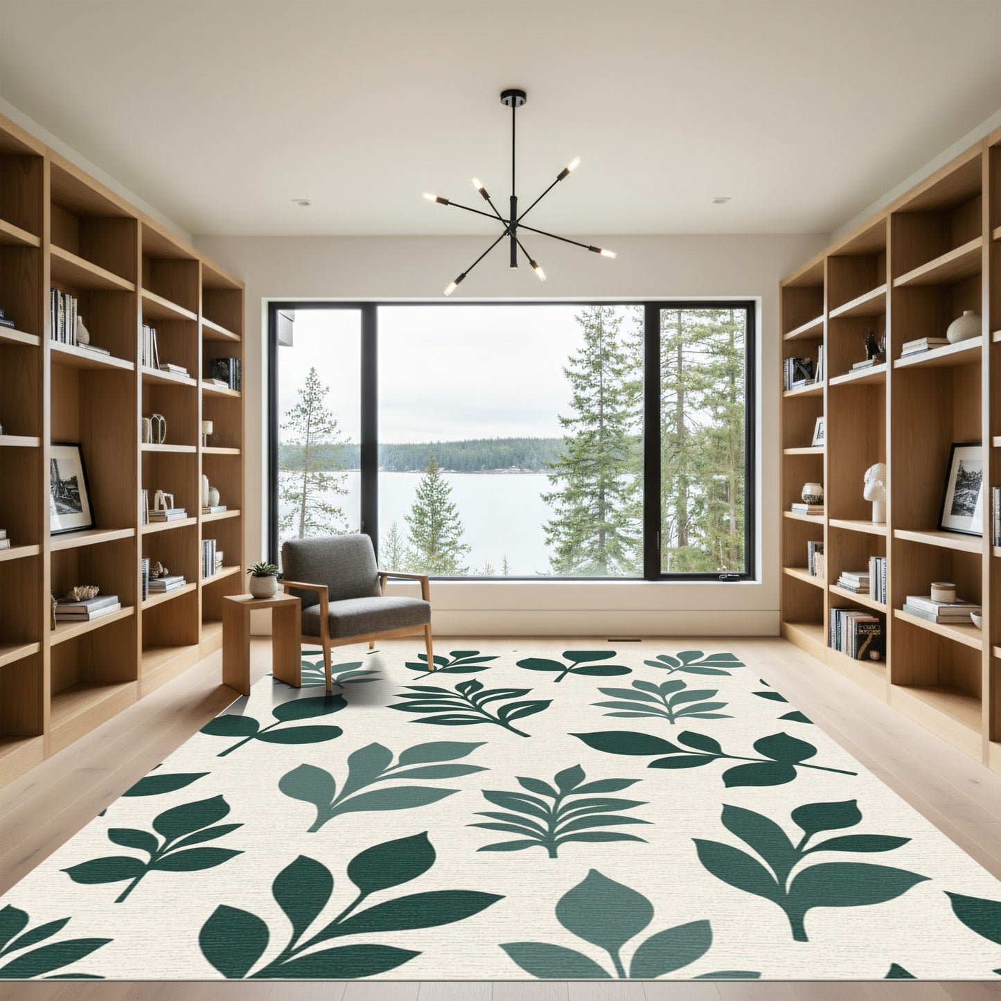 Forest Green Leafy Branches Rug