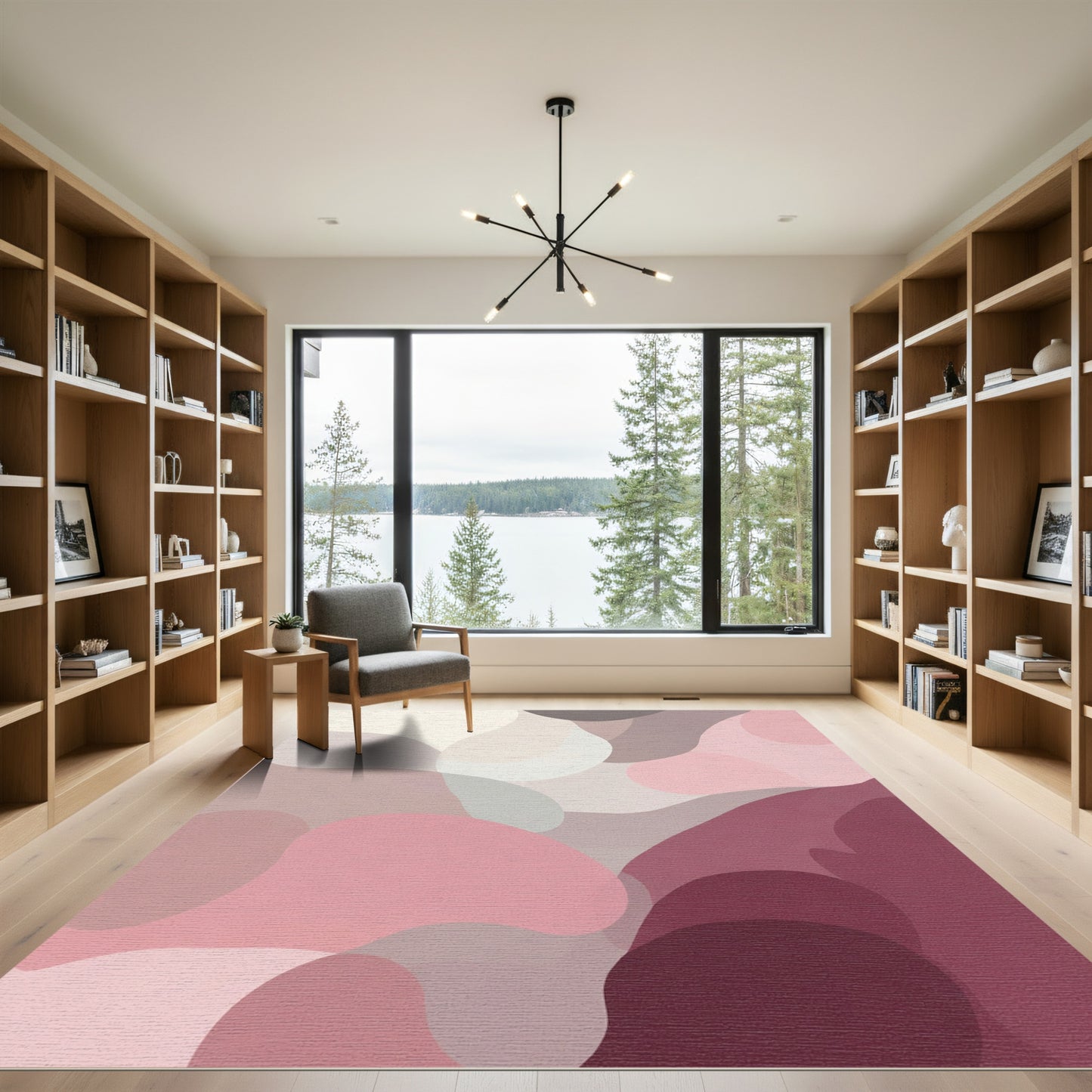 Soft Pink Abstract Organic Flow Rug